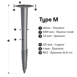 pieu vissé m 1000mm inf