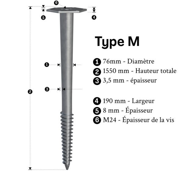 pieu vissé m 1550mm inf