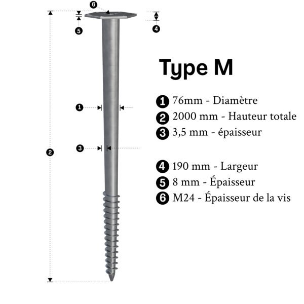 pieu vissé m 2050mm inf